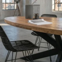 Mangohoutonline - Eettafel Tulsa 240x110cm Ovaal - Bruin - Mahom