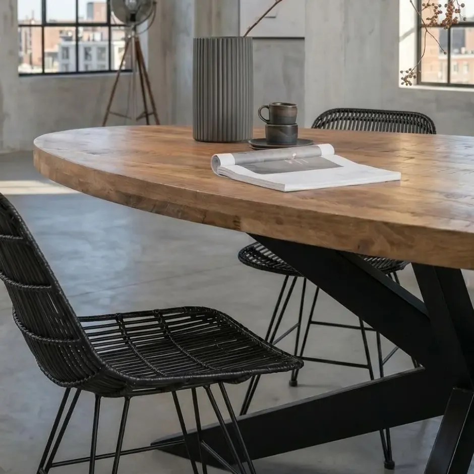 Mangohoutonline - Eettafel Tulsa 240x110cm Ovaal - Bruin - Mahom