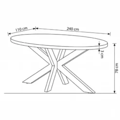 Mangohoutonline - Eettafel Tulsa 240x110cm Ovaal - Bruin - Mahom