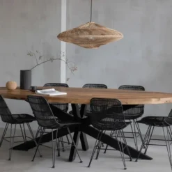 Mangohoutonline - Eettafel Tulsa 240x110cm Ovaal - Bruin - Mahom