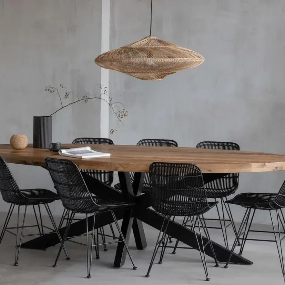 Mangohoutonline - Eettafel Tulsa 240x110cm Ovaal - Bruin - Mahom