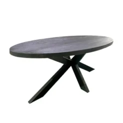 Mangohoutonline - Eettafel Tulsa Black 210x100cm Ovaal Zwart