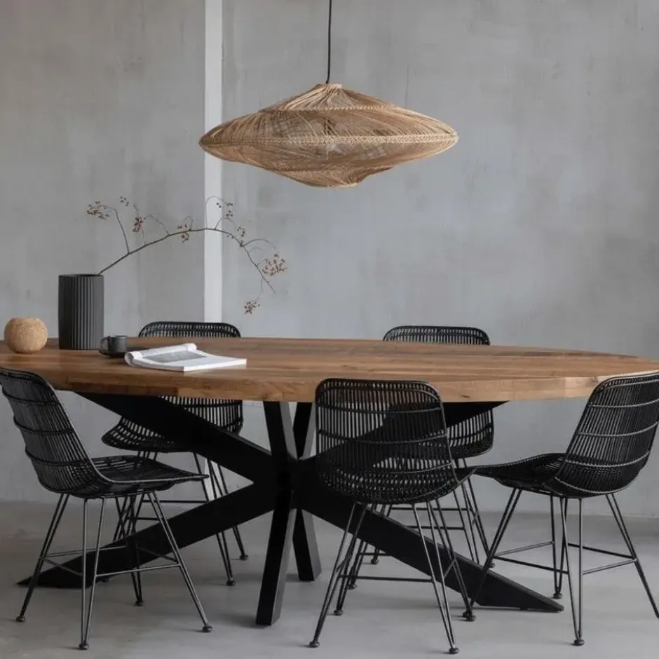 Mangohoutonline - Eettafel Tulsa 210x100cm Ovaal - Bruin - Mahom