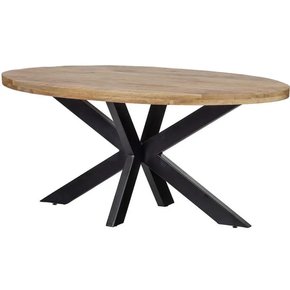 Mangohoutonline - Eettafel Tulsa 180x100cm Ovaal - Bruin - Mahom