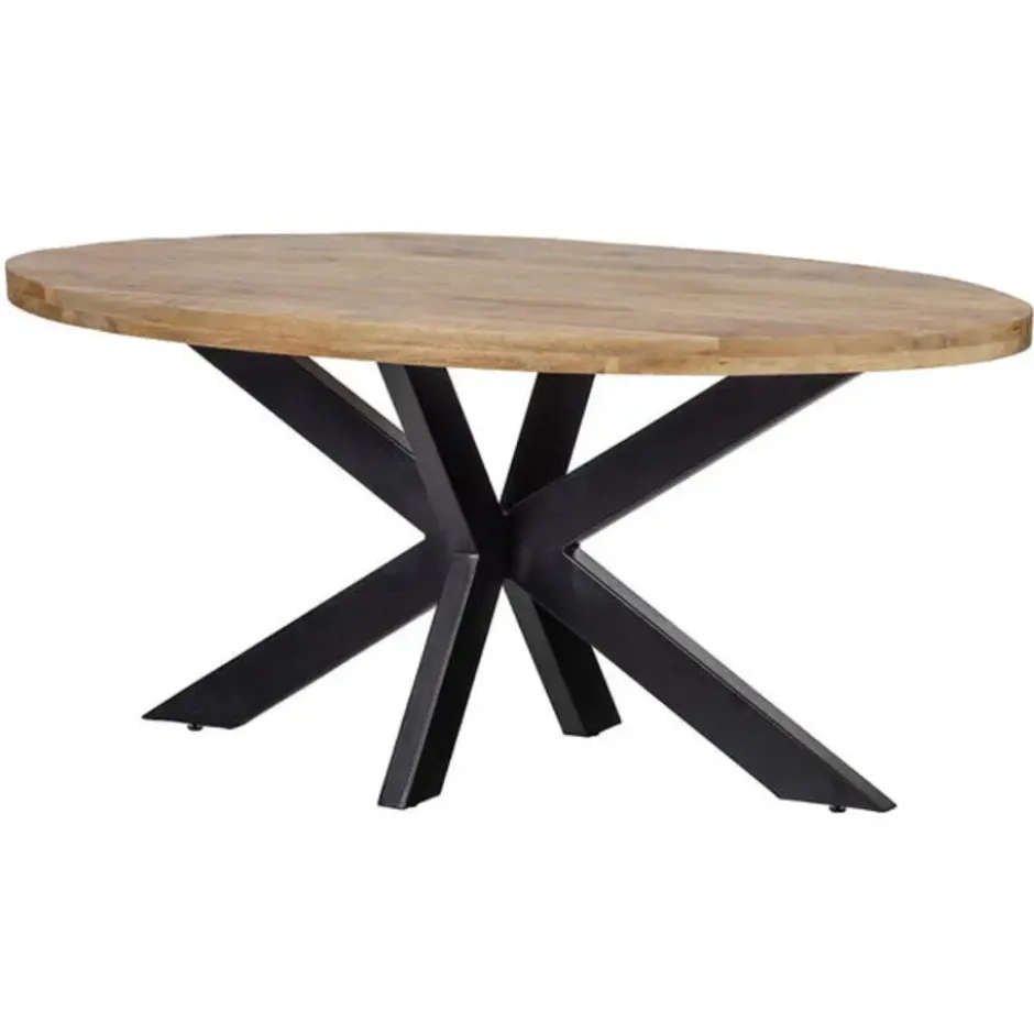Mangohoutonline - Eettafel Tulsa 210x100cm Ovaal - Bruin - Mahom