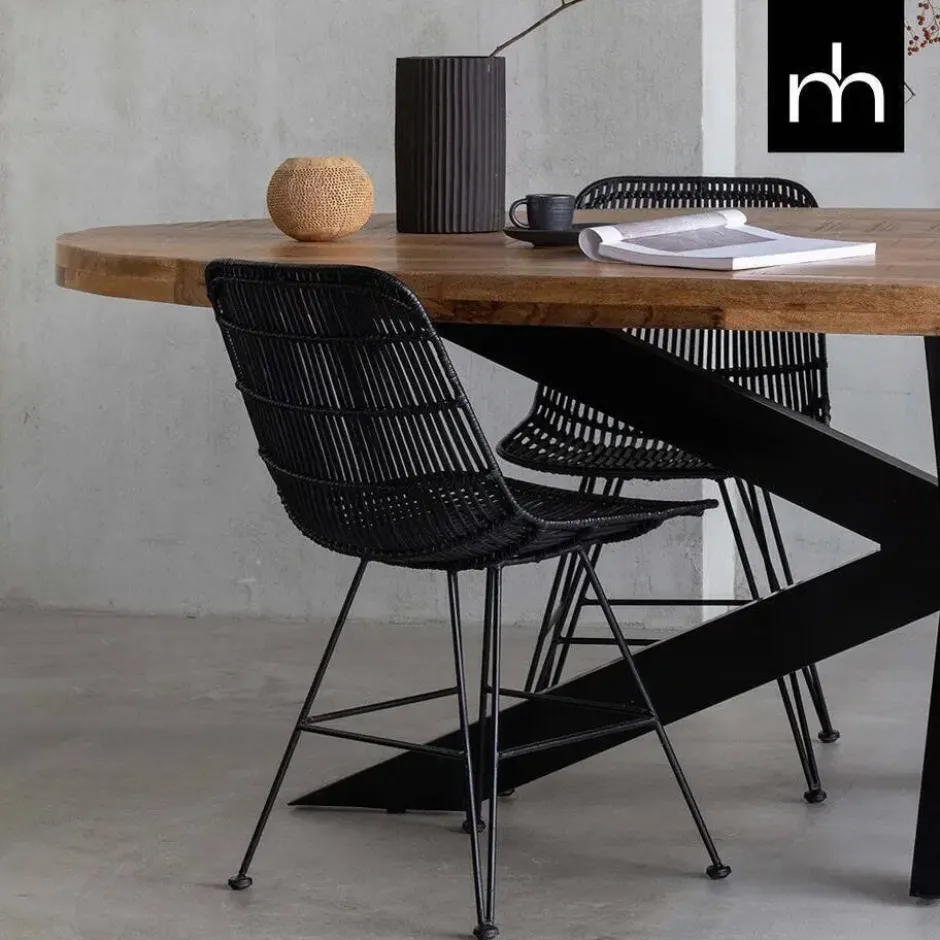Mangohoutonline - Eettafel Tulsa 210x100cm Ovaal - Bruin - Mahom