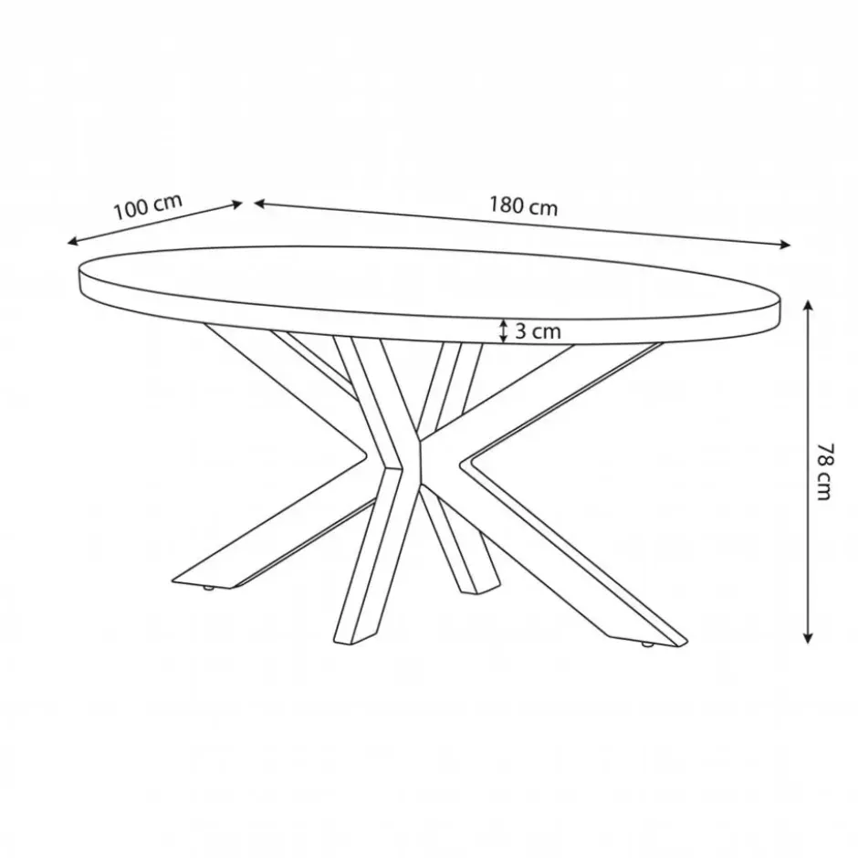 Mangohoutonline - Eettafel Tulsa 210x100cm Ovaal - Bruin - Mahom