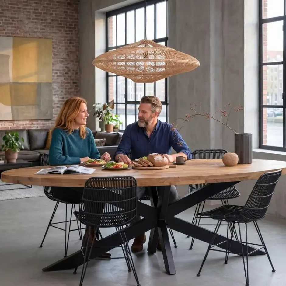 Mangohoutonline - Eettafel Tulsa 180x100cm Ovaal - Bruin - Mahom
