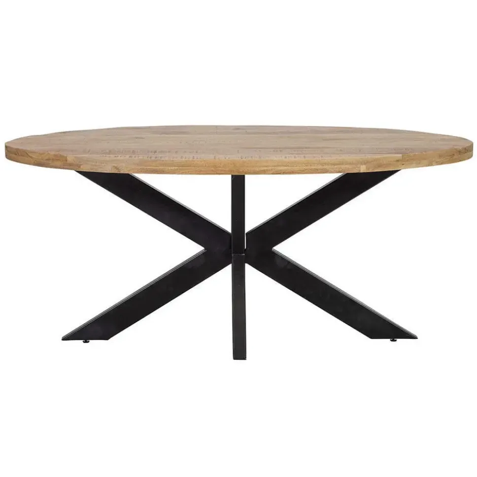 Mangohoutonline - Eettafel Tulsa 220x110cm Ovaal - Bruin - Mahom