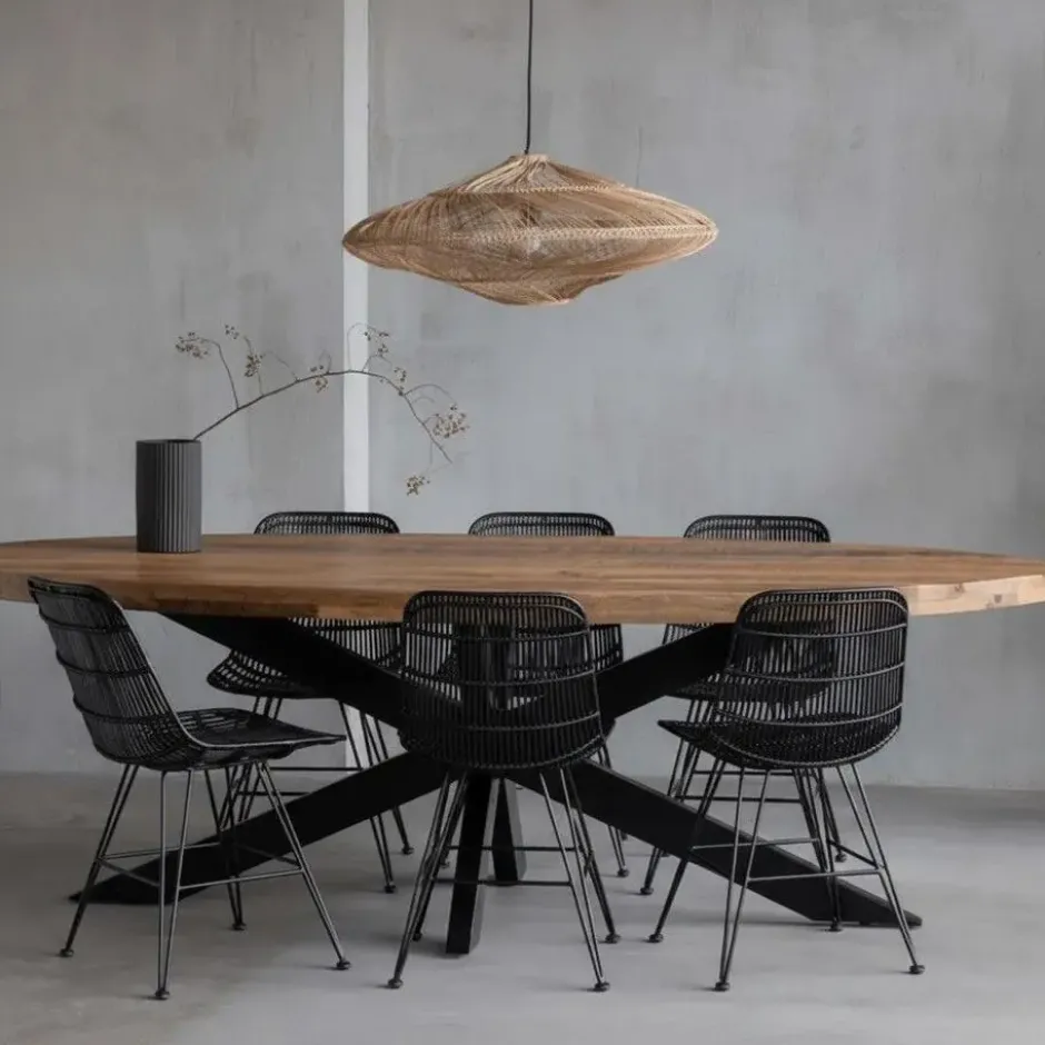 Mangohoutonline - Eettafel Tulsa 220x110cm Ovaal - Bruin - Mahom