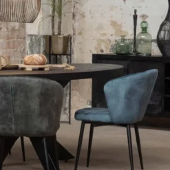 Mangohoutonline - Eettafel Tulsa Black 240x110cm Ovaal Zwart