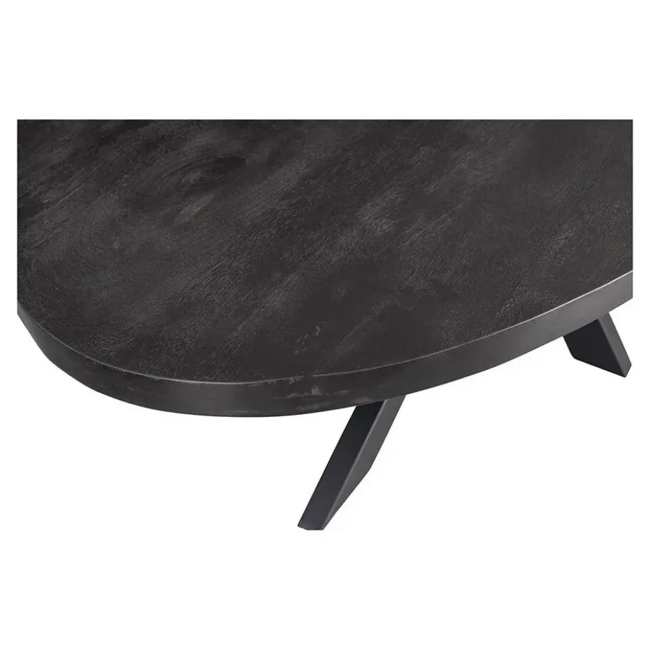 Mangohoutonline - Eettafel Tulsa Black 300x130cm Ovaal Zwart