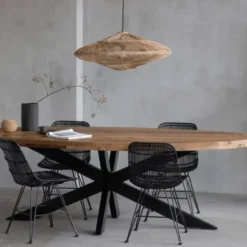 Mangohoutonline - Eettafel Tulsa 160x90cm Ovaal - Bruin - Mahom