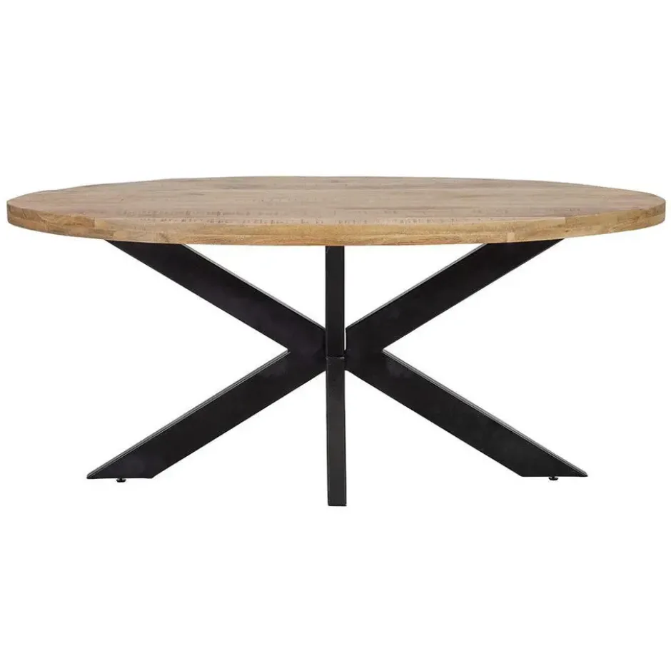Mangohoutonline - Eettafel Tulsa 160x90cm Ovaal - Bruin - Mahom