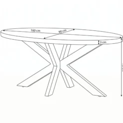 Mangohoutonline - Eettafel Tulsa 160x90cm Ovaal - Bruin - Mahom