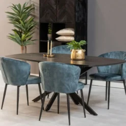 Mangohoutonline - Eettafel Vicenza Black Deens 200x100cm Ovaal