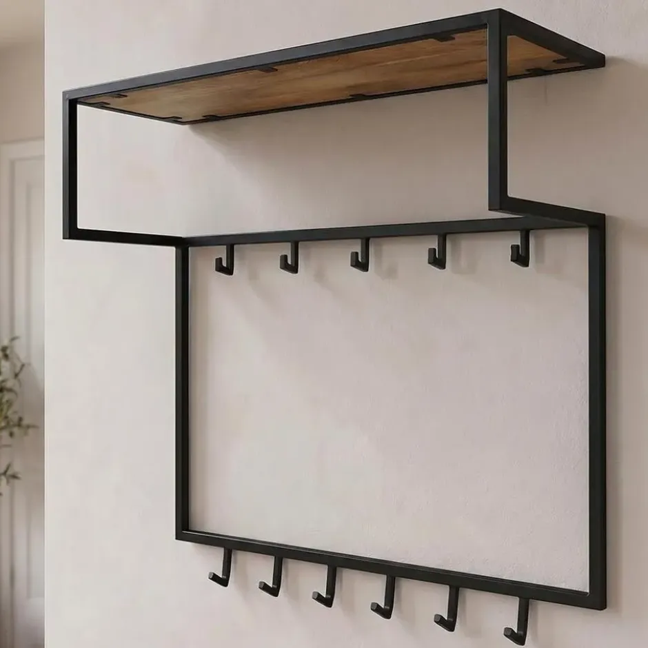 Mangohoutonline - Kapstok 78x30x85cm Rechthoekig - Bruin - Mahom