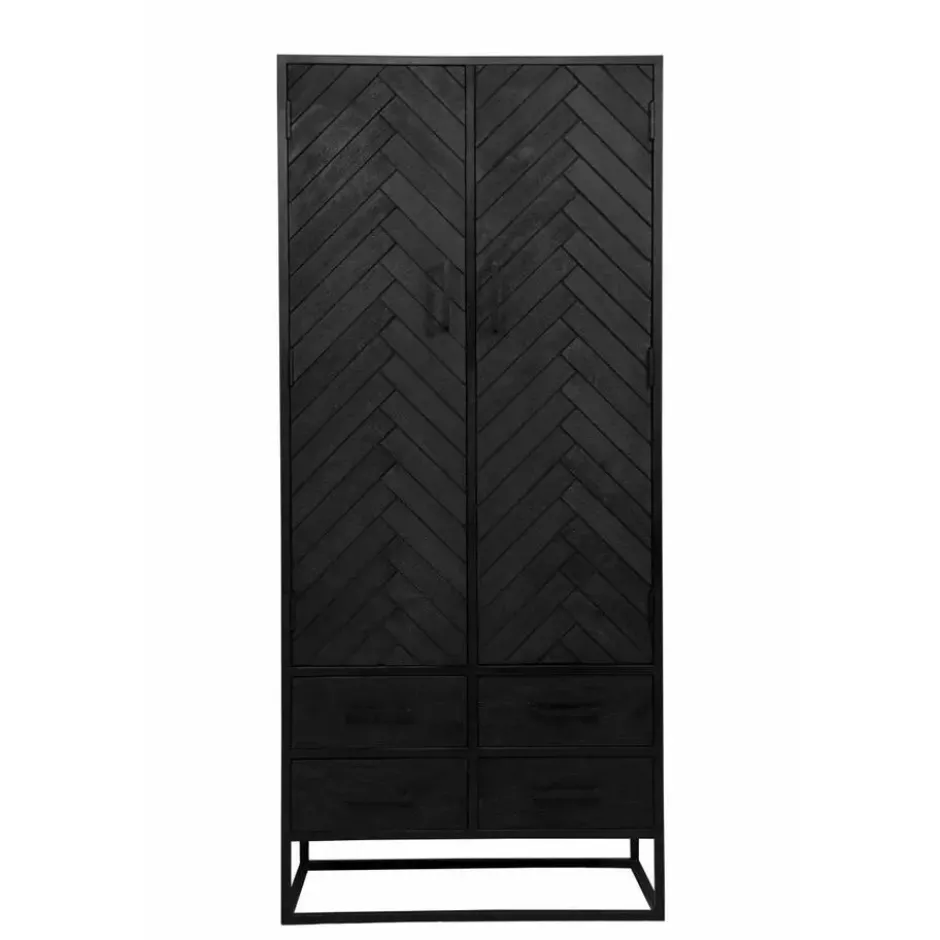 Mangohoutonline - Kast Toronto Black 80cm Rechthoekig - Zwart - Mahom