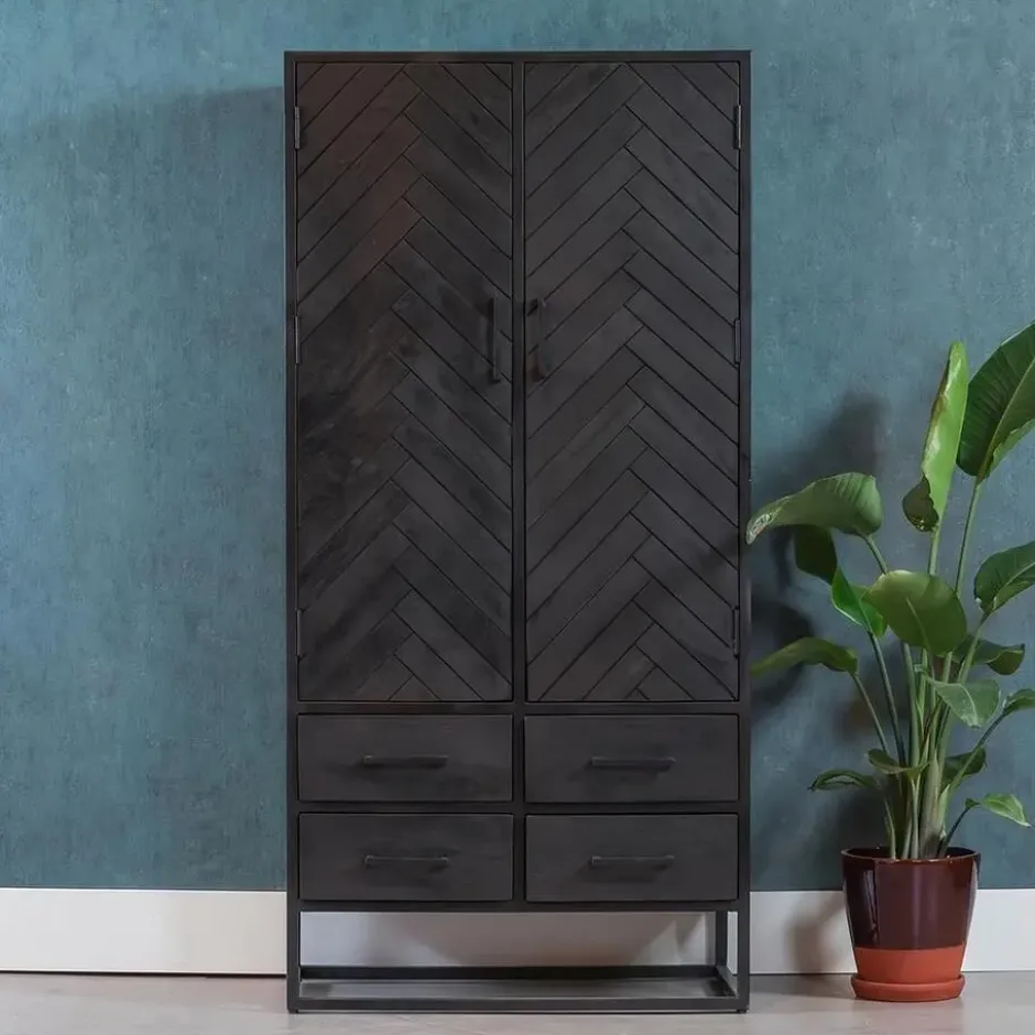 Mangohoutonline - Kast Toronto Black 80cm Rechthoekig - Zwart - Mahom