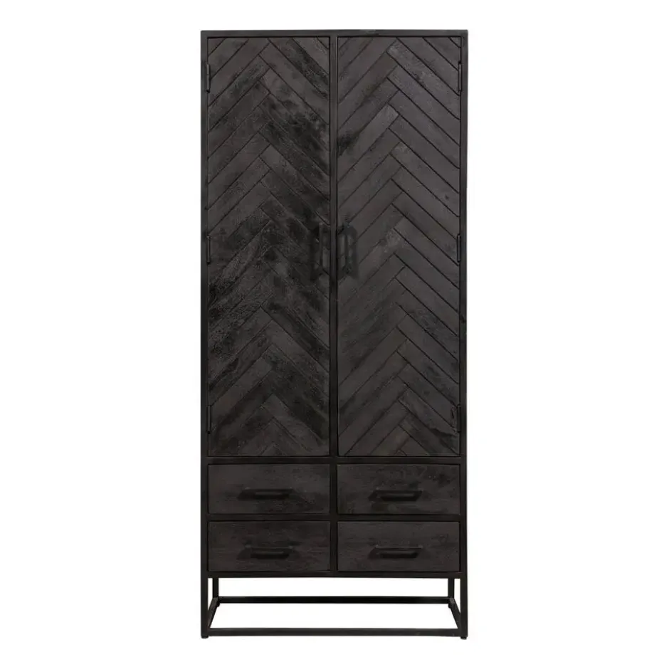 Mangohoutonline - Kast Toronto Black 80cm Rechthoekig - Zwart - Mahom