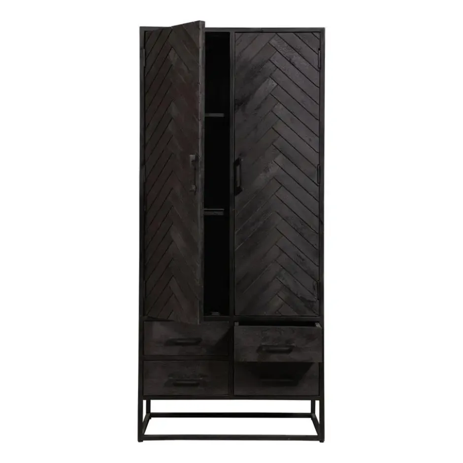 Mangohoutonline - Kast Toronto Black 80cm Rechthoekig - Zwart - Mahom