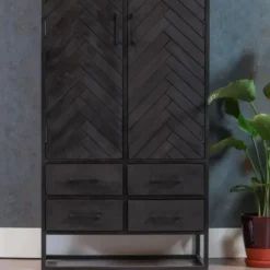 Mangohoutonline - Kast Toronto Black 80cm Rechthoekig - Zwart - Mahom