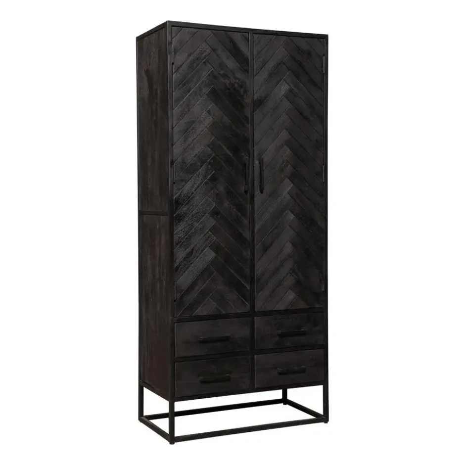 Mangohoutonline - Kast Toronto Black 80cm Rechthoekig - Zwart - Mahom