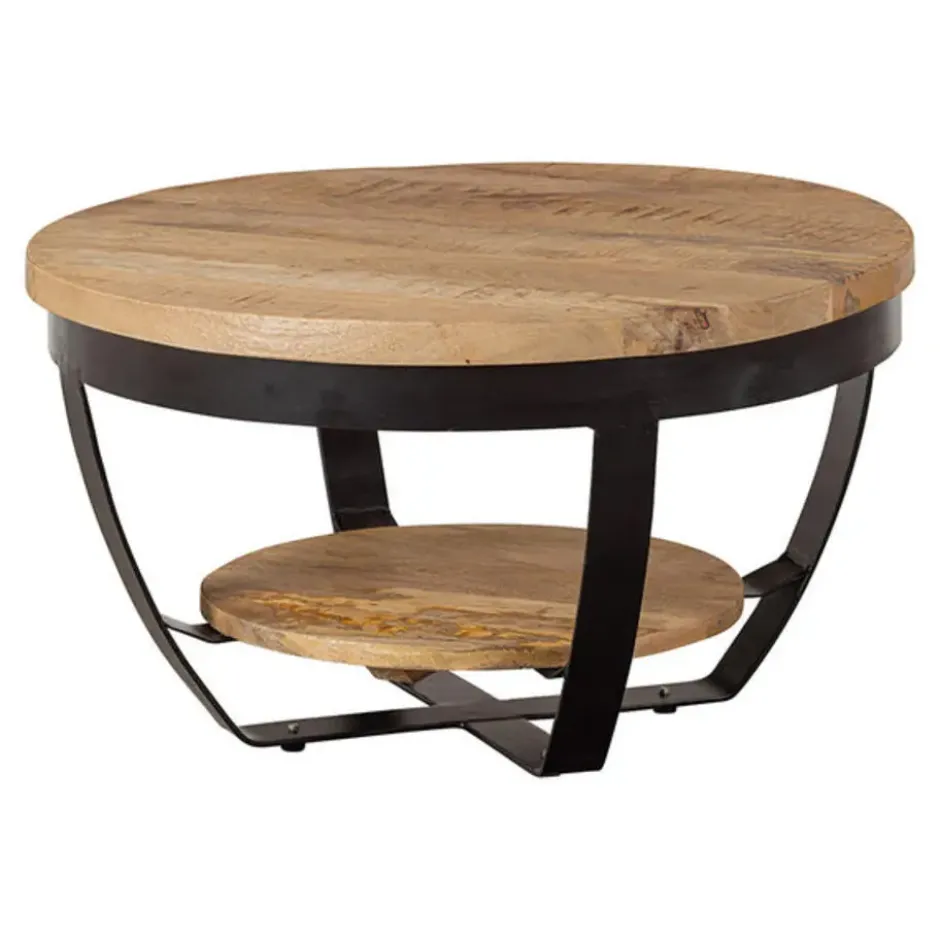 Mangohoutonline - Salontafel Bakersfield 65cm Rond - Bruin - Mahom