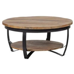 Mangohoutonline - Salontafel Bakersfield 90cm Rond - Bruin - Mahom
