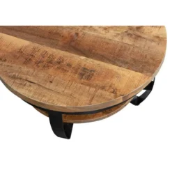 Mangohoutonline - Salontafel Bakersfield 90cm Rond - Bruin - Mahom