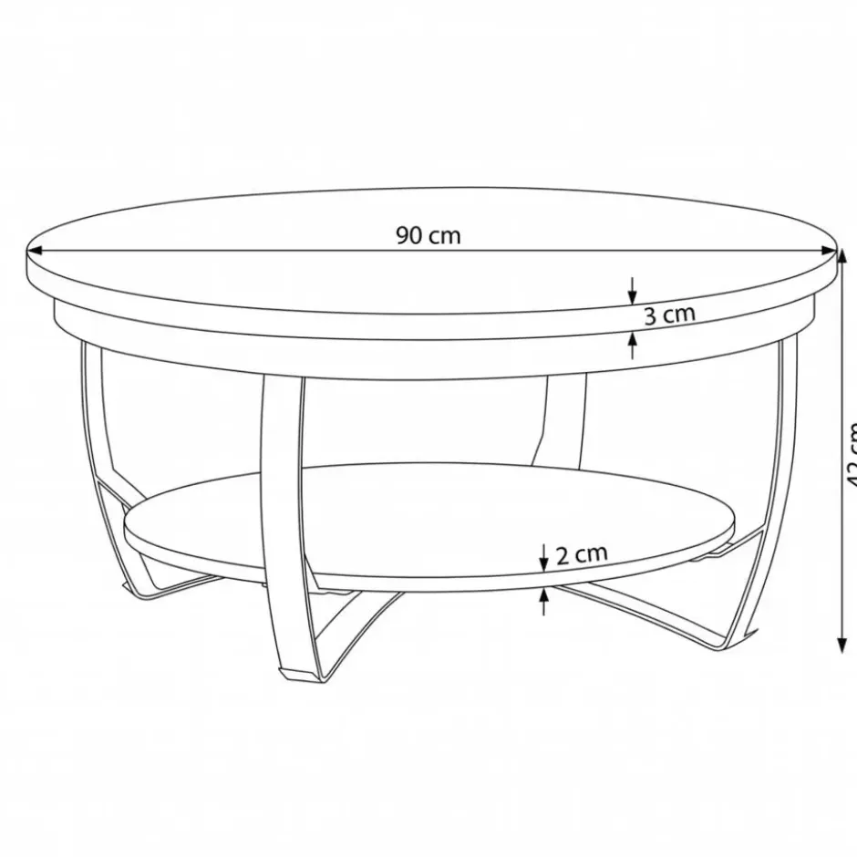 Mangohoutonline - Salontafel Bakersfield 90cm Rond - Bruin - Mahom