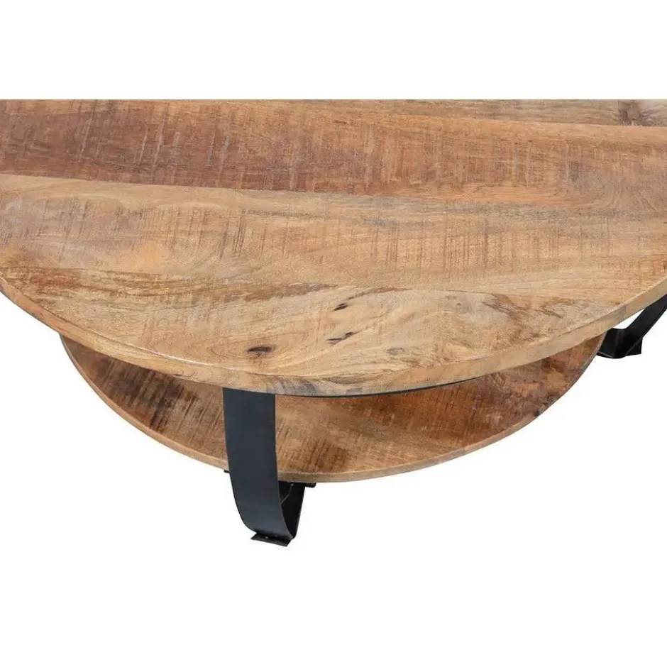 Mangohoutonline - Salontafel Bakersfield 90cm Rond - Bruin - Mahom