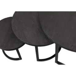 Mangohoutonline - Salontafels Sienna Set Van 3 Rond - Zwart - Mahom
