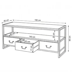 Mangohoutonline - TV Meubel Britt 150cm Rechthoekig - Bruin - Mahom