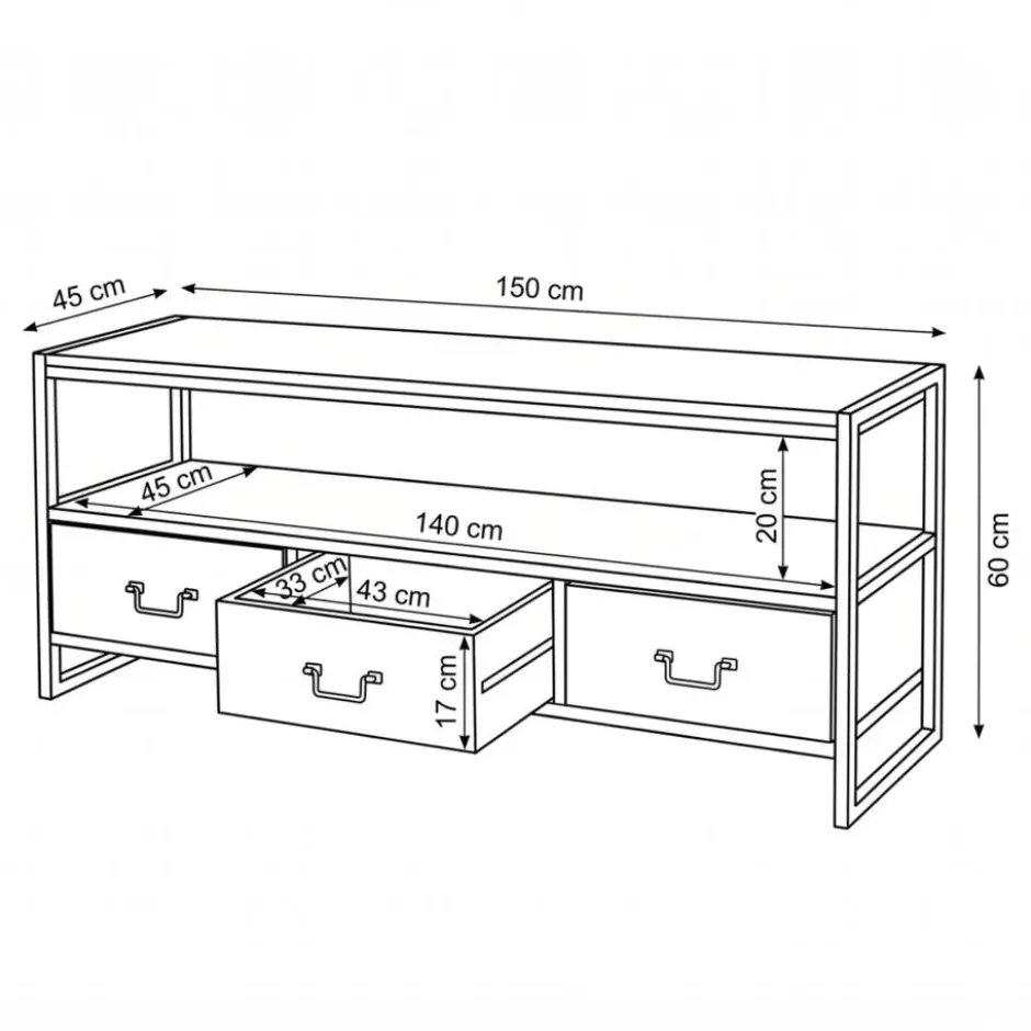 Mangohoutonline - TV Meubel Britt 150cm Rechthoekig - Bruin - Mahom