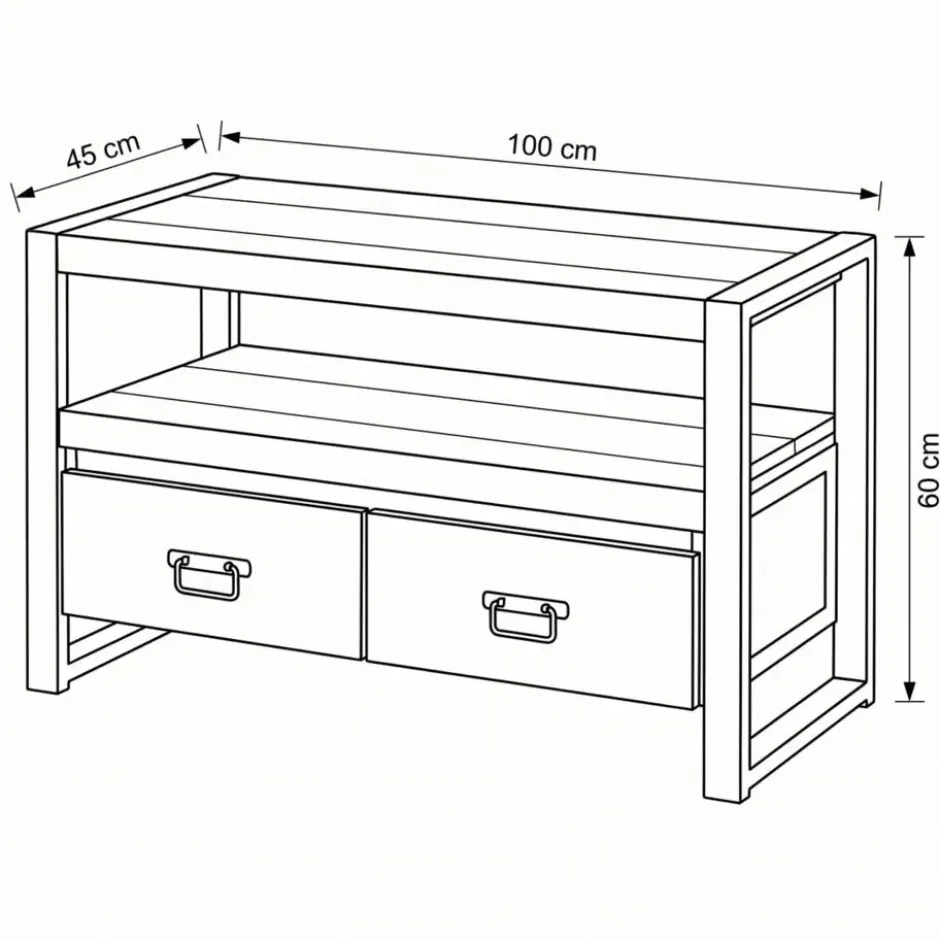 Mangohoutonline - TV Meubel Britt 100cm Rechthoekig - Bruin - Mahom