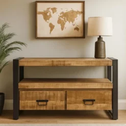 Mangohoutonline - TV Meubel Britt 100cm Rechthoekig - Bruin - Mahom