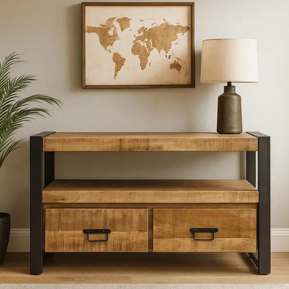 Mangohoutonline - TV Meubel Britt 100cm Rechthoekig - Bruin - Mahom