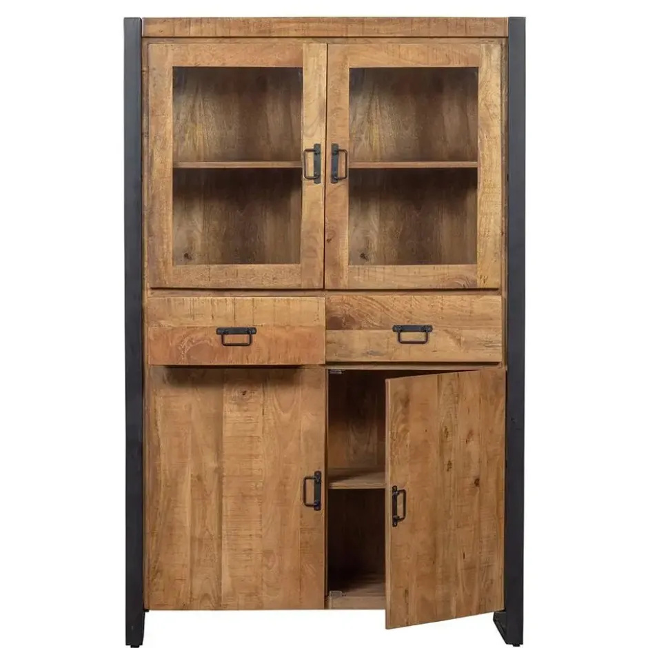 Mangohoutonline - Vitrinekast Britt 115cm Rechthoekig - Bruin - Mahom