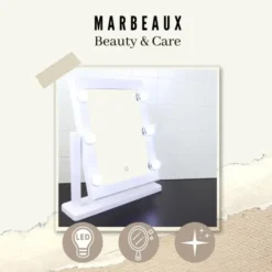 MARBEAUX Make-up Spiegel Led Hollywood Lampen Staand Rechthoek Wit