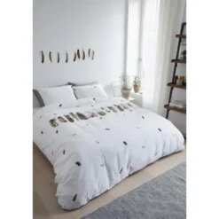 Marjolein Bastin dekbedovertrek Wild Feathers - wit - 200x200/220 cm