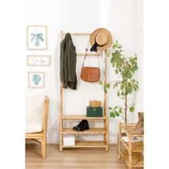 Massief houten garderobe/kledingrek