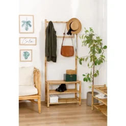 Massief houten garderobe/kledingrek