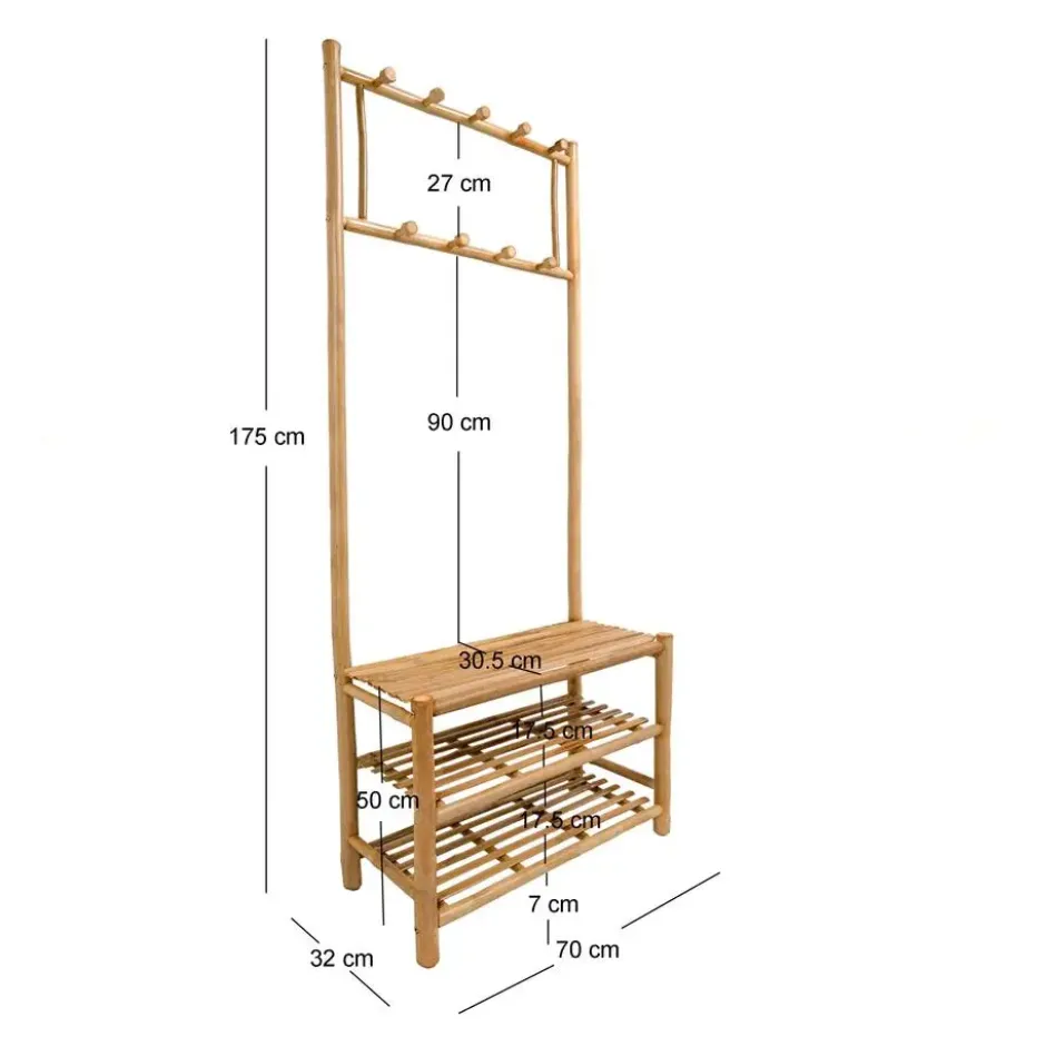 Massief houten garderobe/kledingrek