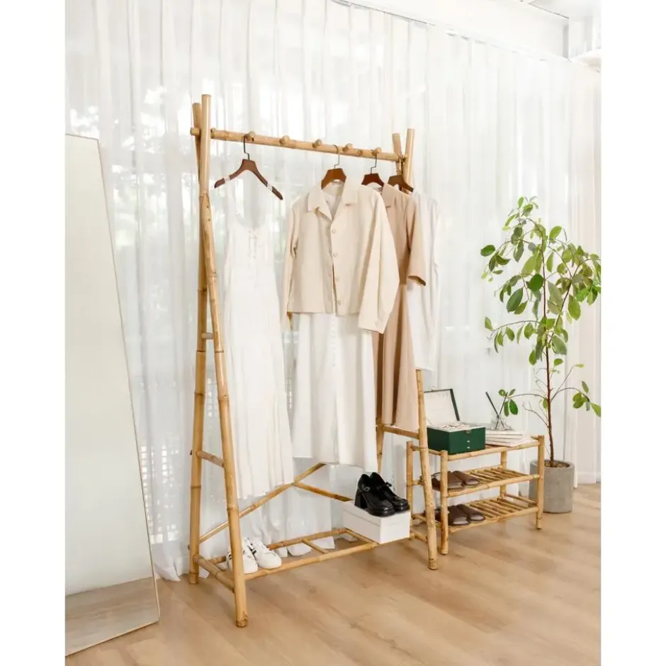 Massief houten garderobe/kledingrek