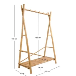 Massief houten garderobe/kledingrek