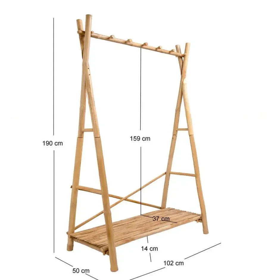 Massief houten garderobe/kledingrek