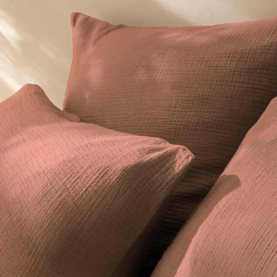 Matt & Rose Dekbedovertrek - Terracotta - 140 x 200 + 65 x 65cm - Mousseline