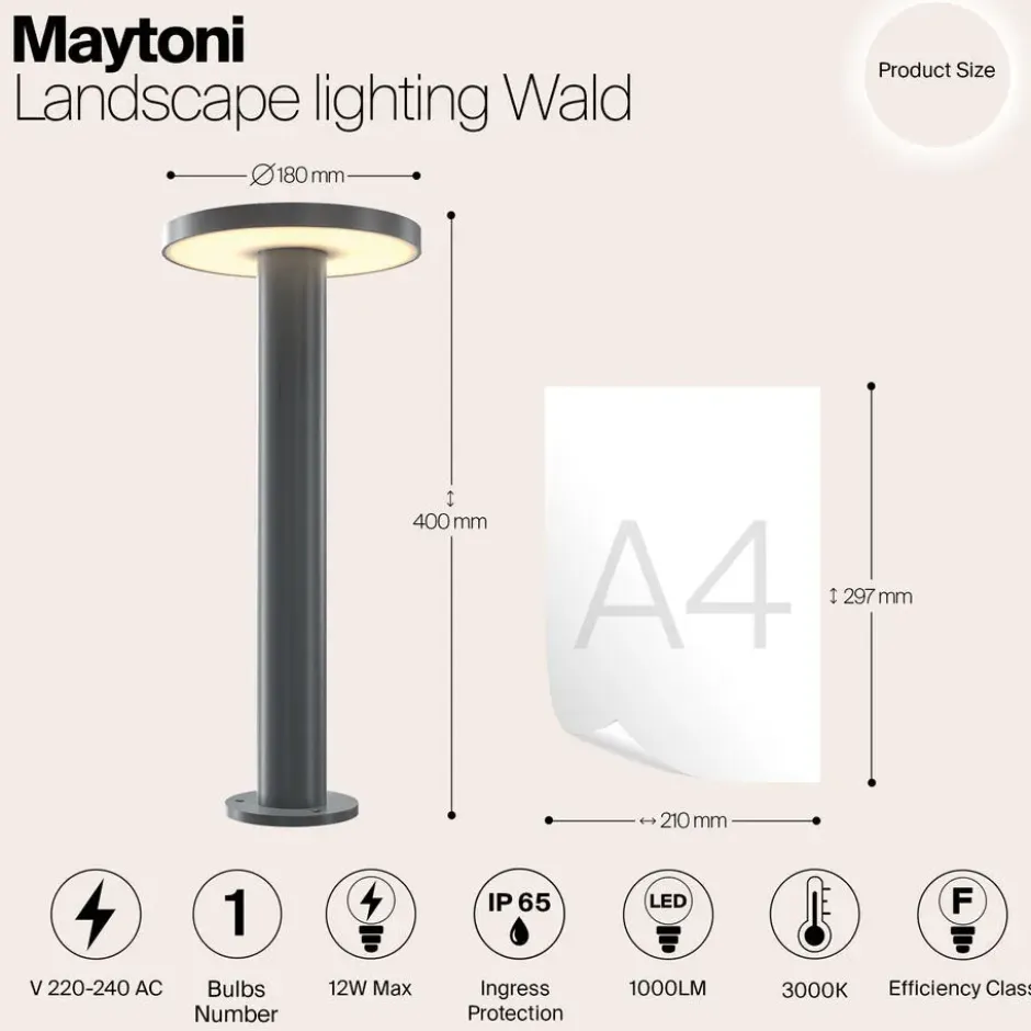 Maytoni Outdoor - Landschapsverlichting Wald - Grafiet - Ø18