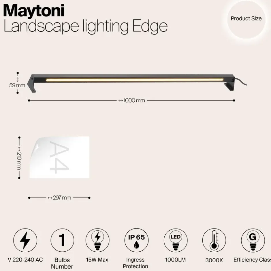 Maytoni Outdoor - Landschapsverlichting Edge - Zwart